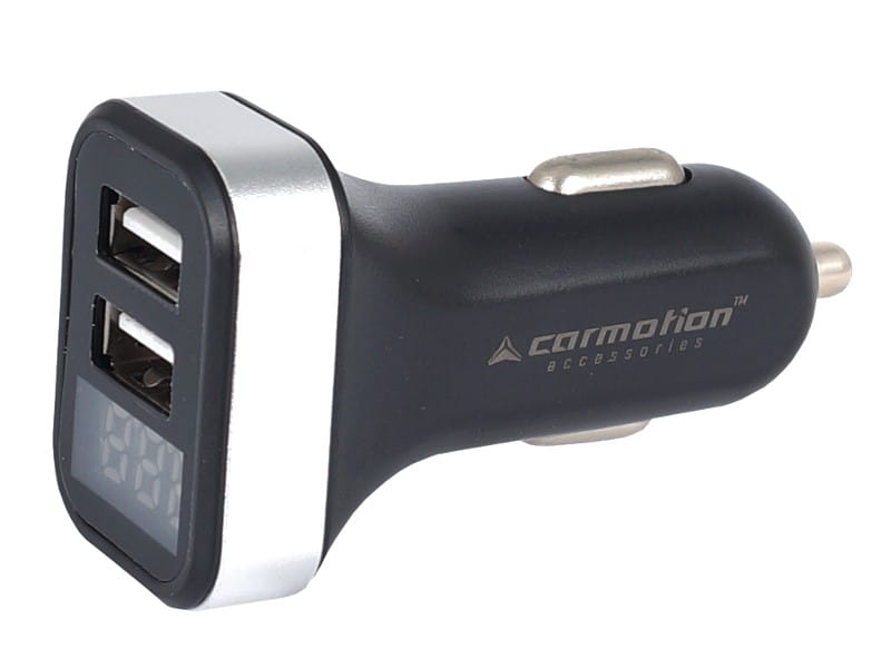 Ładowarka 2x USB, 2.1A, do gniazda zapalniczki 12/24V z woltomierzem