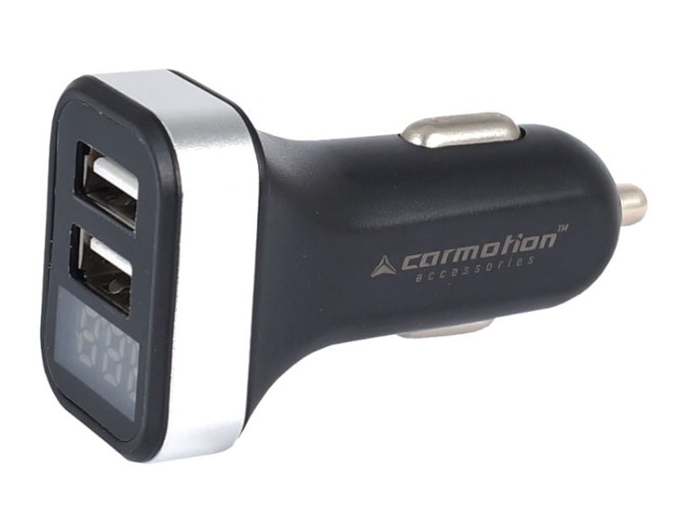 Ładowarka 2x USB, 2.1A, do gniazda zapalniczki 12/24V z woltomierzem